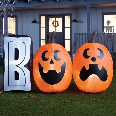 Hyde & EEK! Boutique 6' LED Boo with Pumpkins Inflatable Halloween Decoration - Hyde & EEK! Boutique™ 1 Hyde & EEK! Boutique 6' LED Boo with Pumpkins Inflatable Halloween Decoration - Hyde & EEK! Boutique™