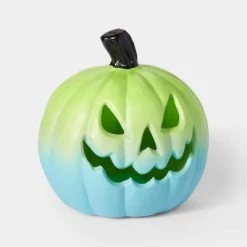 Hyde & EEK! Boutique Light Up Ombre Green Night of the Vivid Dead Pumpkin Halloween Scene Prop - Hyde & EEK! Boutique™