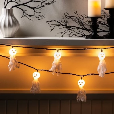 Hyde & EEK! Boutique 10ct Incandescent Fabric Ghost Halloween String Lights - Hyde & EEK! Boutique™ 2 Hyde & EEK! Boutique 10ct Incandescent Fabric Ghost Halloween String Lights - Hyde & EEK! Boutique™ - Image 2
