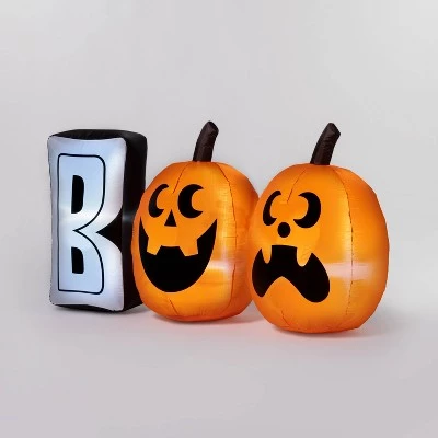 Hyde & EEK! Boutique 6' LED Boo with Pumpkins Inflatable Halloween Decoration - Hyde & EEK! Boutique™ 2 Hyde & EEK! Boutique 6' LED Boo with Pumpkins Inflatable Halloween Decoration - Hyde & EEK! Boutique™ - Image 2