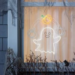 Hyde & EEK! Boutique 18" Faux Neon Ghost with Juggling Motion Halloween Novelty Silhouette Light - Hyde & EEK! Boutique™