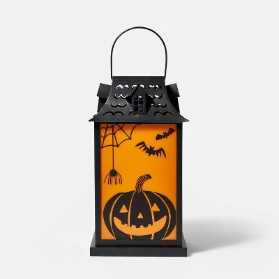 Hyde & EEK! Boutique Falloween Light Up Small Orange and Black Halloween Decorative Metal Lantern - Hyde & EEK! Boutique™ 2 Hyde & EEK! Boutique Falloween Light Up Small Orange and Black Halloween Decorative Metal Lantern - Hyde & EEK! Boutique™ - Image 2