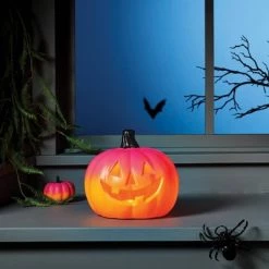 Hyde & EEK! Boutique Light Up Ombre Pink Night of the Vivid Dead Pumpkin Halloween Scene Prop - Hyde & EEK! Boutique™