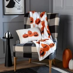 Hyde & EEK! Boutique Jack-O-Lantern Trio Printed Plush Halloween Throw Blanket - Hyde & EEK! Boutique™