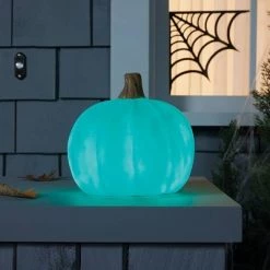 Hyde & EEK! Boutique 9" Light up Teal Blowmold Pumpkin Halloween Scene Prop - Hyde & EEK! Boutique™