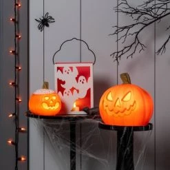Hyde & EEK! Boutique 9" Light Up Pumpkin Orange Halloween Decorative Prop - Hyde & EEK! Boutique™
