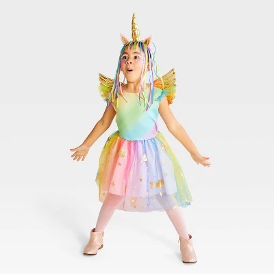 Toddler Rainbow Unicorn Halloween Costume Dress with Headpiece - Hyde & EEK! Boutique™ Multi-colored 2 Toddler Rainbow Unicorn Halloween Costume Dress with Headpiece - Hyde & EEK! Boutique™ Multi-colored - Image 2