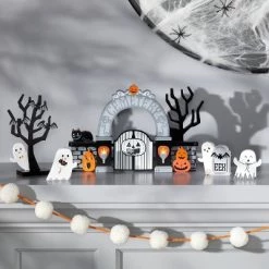 Hyde & EEK! Boutique Wood Mini Mantle Ghosts and Tree Halloween Decorative Prop - Hyde & EEK! Boutique™